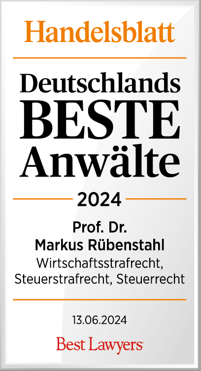 Prof. Dr. Markus Rübenstahl (Steuerstrafrecht) - Beste Anwälte 2023