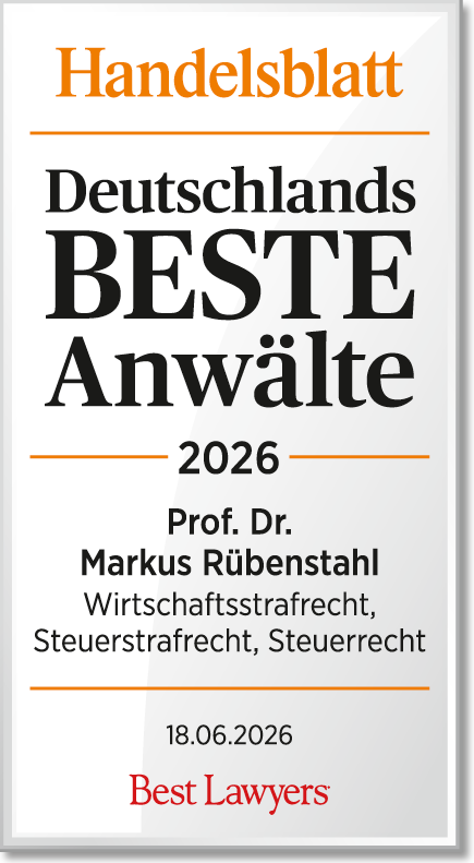 Prof. Dr. Markus Rübenstahl (Wirtschaftsrecht, Steuerstrafrecht, Steuerrecht) - Beste Anwälte 2025