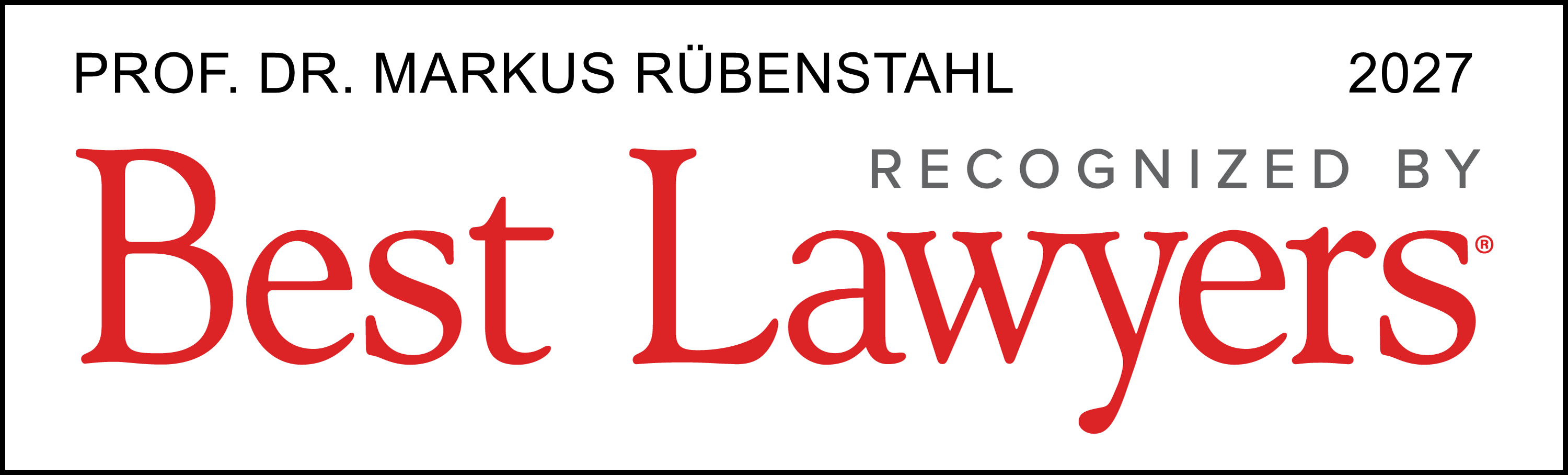 Prof. Dr. Markus Rübenstahl - Best Lawyers 2027